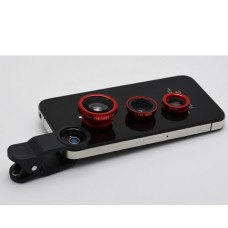 Объектив для телефона iLens Clip 3 in 1 red