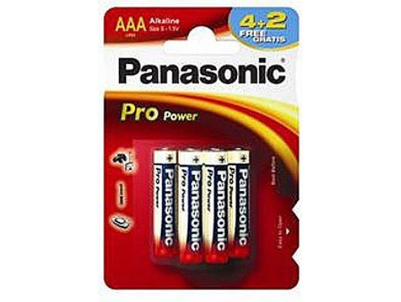 Батарейка Panasonic Pro Power AAA BLI 6, 4+2 Alkaline (LR03XEG/6B2F)